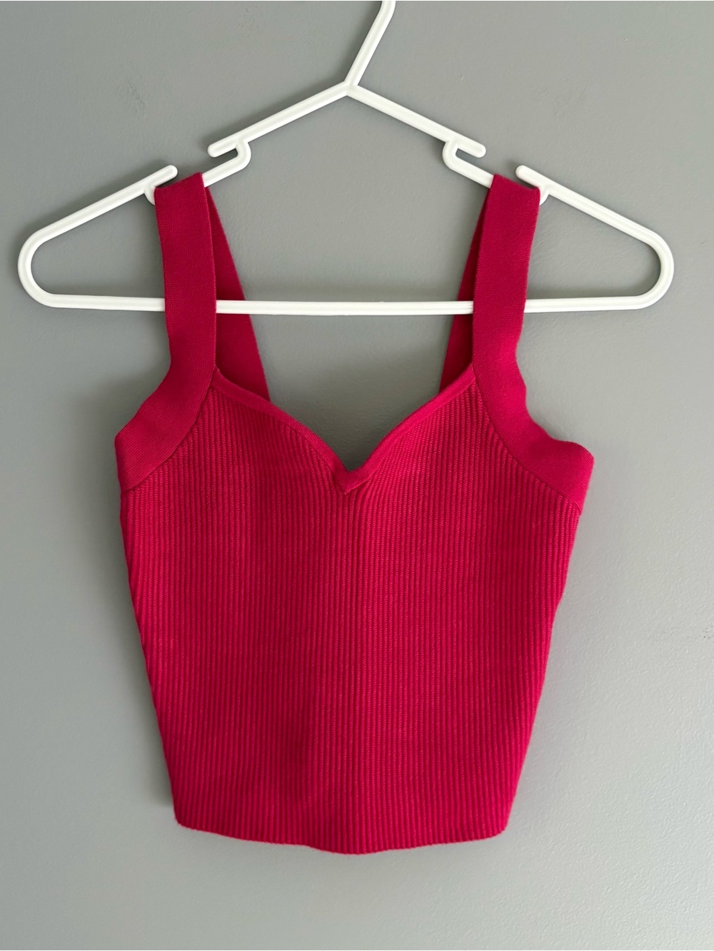 Abercrombie & Fitch Ribbed Sweetheart Ottoman Crop Tank - Pink